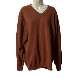 Jos. A. Bank Men’s Cotton Rust Colored V-Neck Long Sleeve Sweater Size XXL